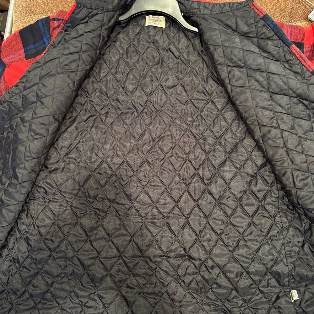 Midwest Clothing Mens Flannel Shacket Shirt Jacket Red Plaid 16-16½‎ Large Vtg